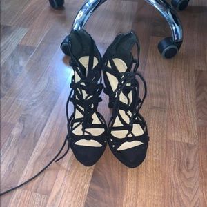Black lace up heals